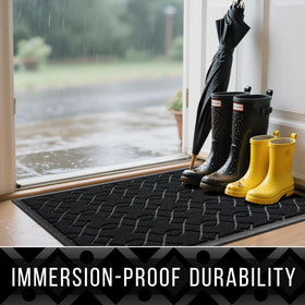 Yimobra outdoor doormat easy to clean with vacuuming, shaking, or washing.