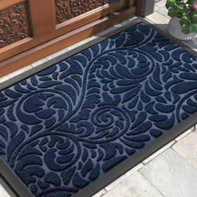 Yimobra large blue door mat for outdoor entry, captures dirt and moisture