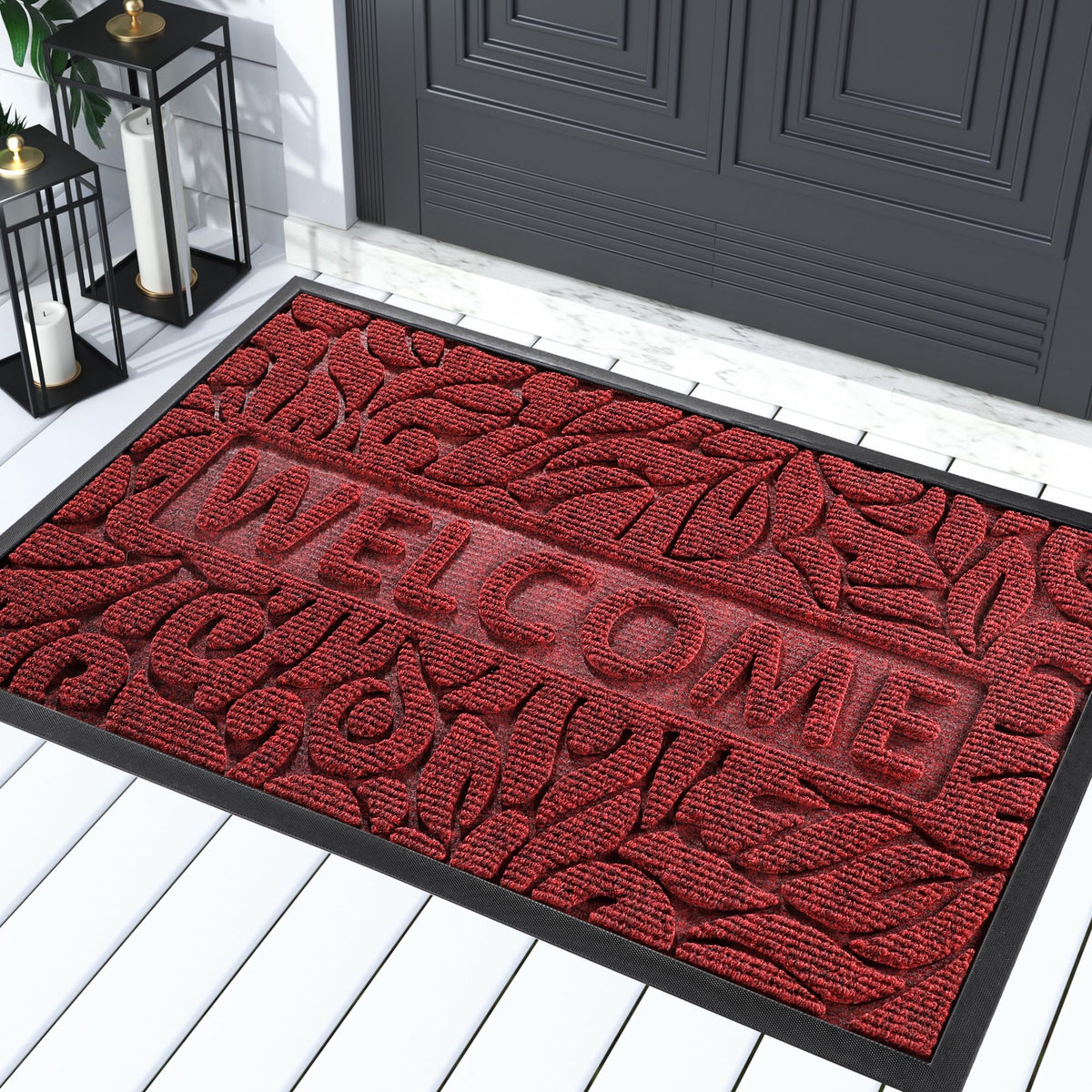 Yimobra large welcome mat front door with textured surface traps dirt