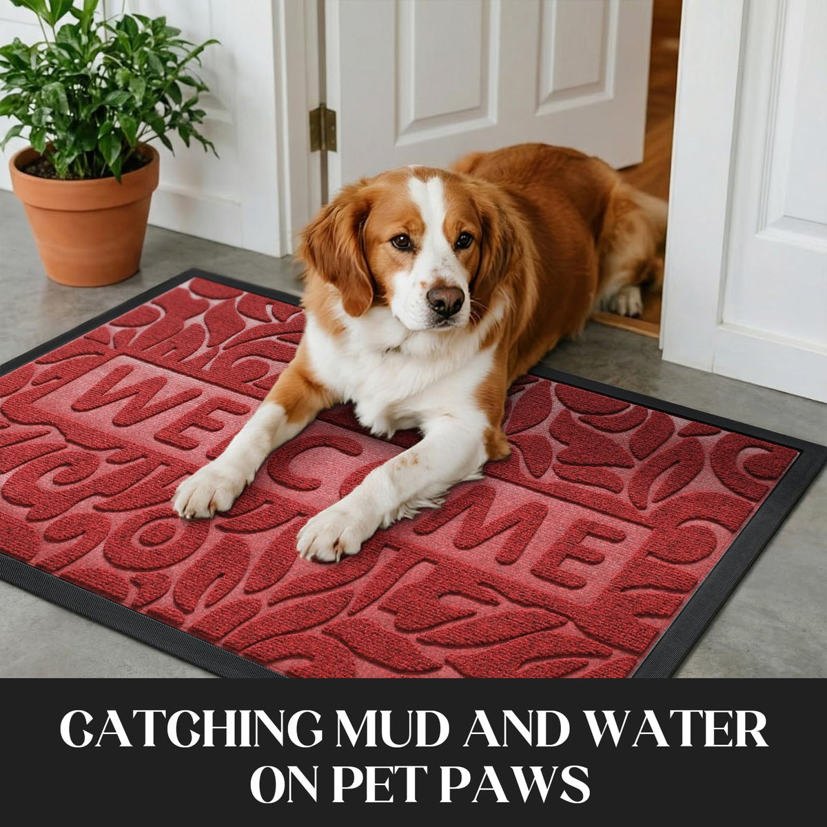 Yimobra welcome mat features a low-profile design fits under doors