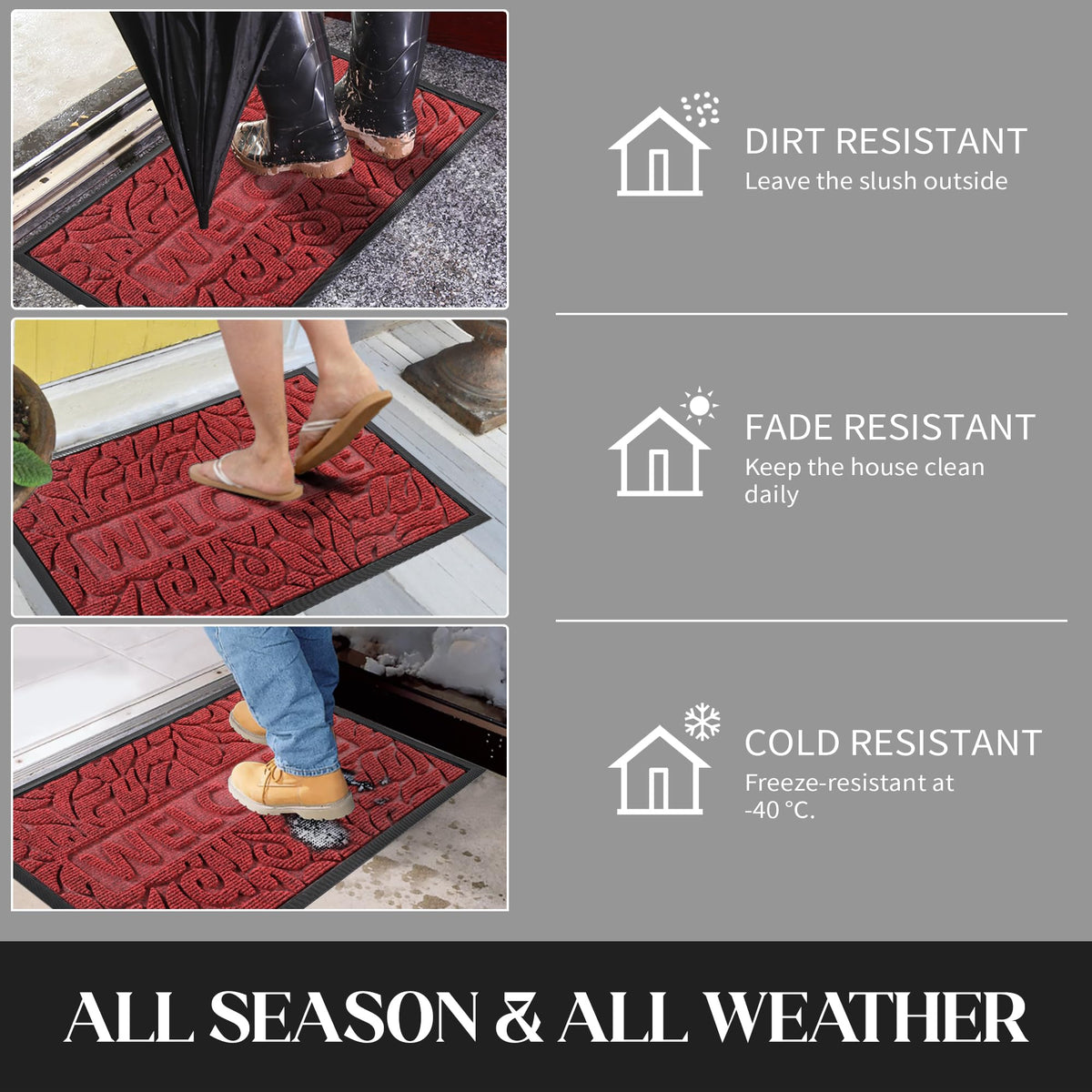 Yimobra wine red mat adds stylish detail to entrance