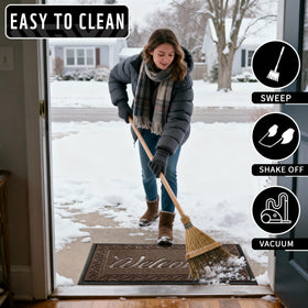 Yimobra low-profile front-door mat fits under doors smoothly.