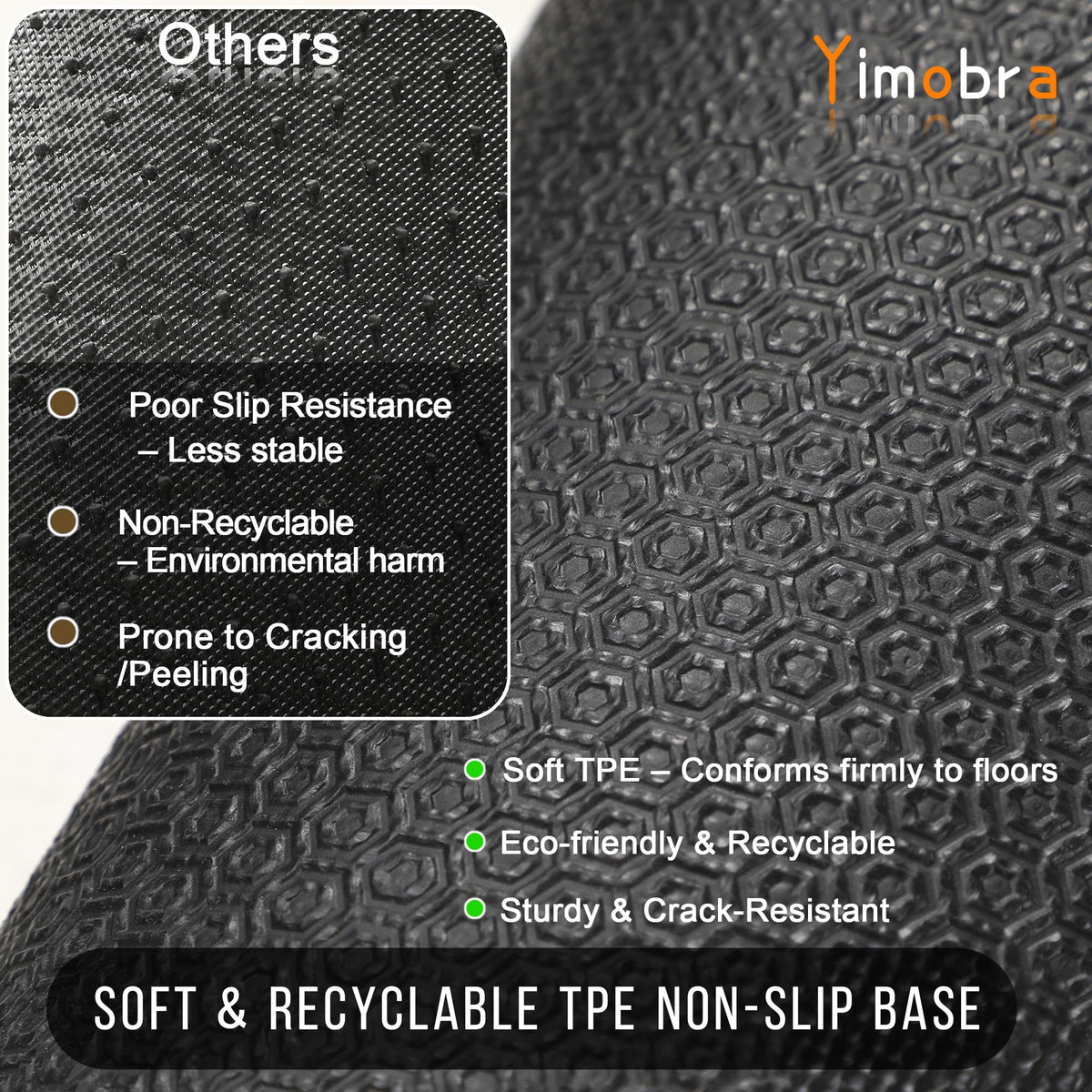 Yimobra outdoor indoor mat withstands all-season use without fading or tearing.