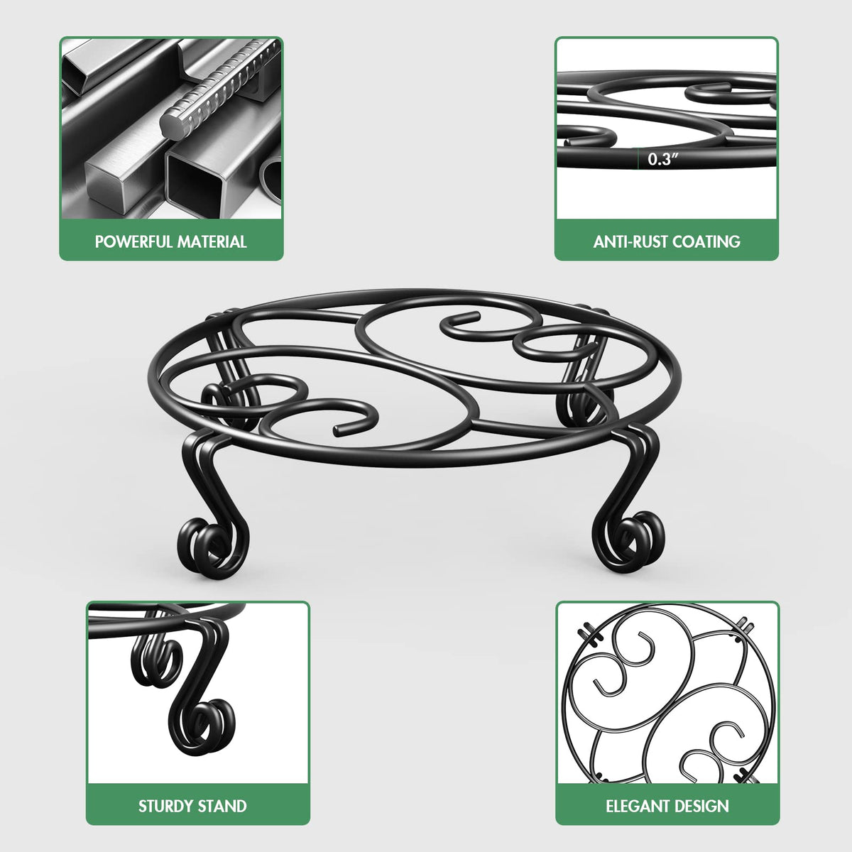 Yimobra plant stand with 12 supporting points keeps pots level and stable.