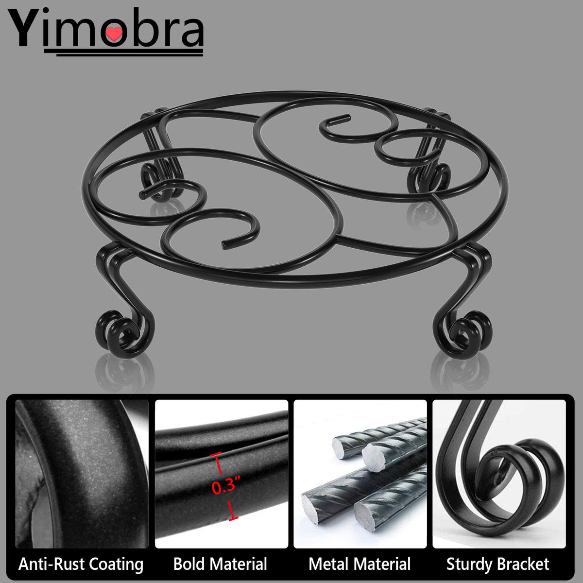 Yimobra plant stand with rustproof coating for long-lasting outdoor use.
