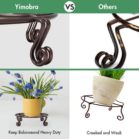 Yimobra round plant stand 11.8-inch base accommodates large plants safely