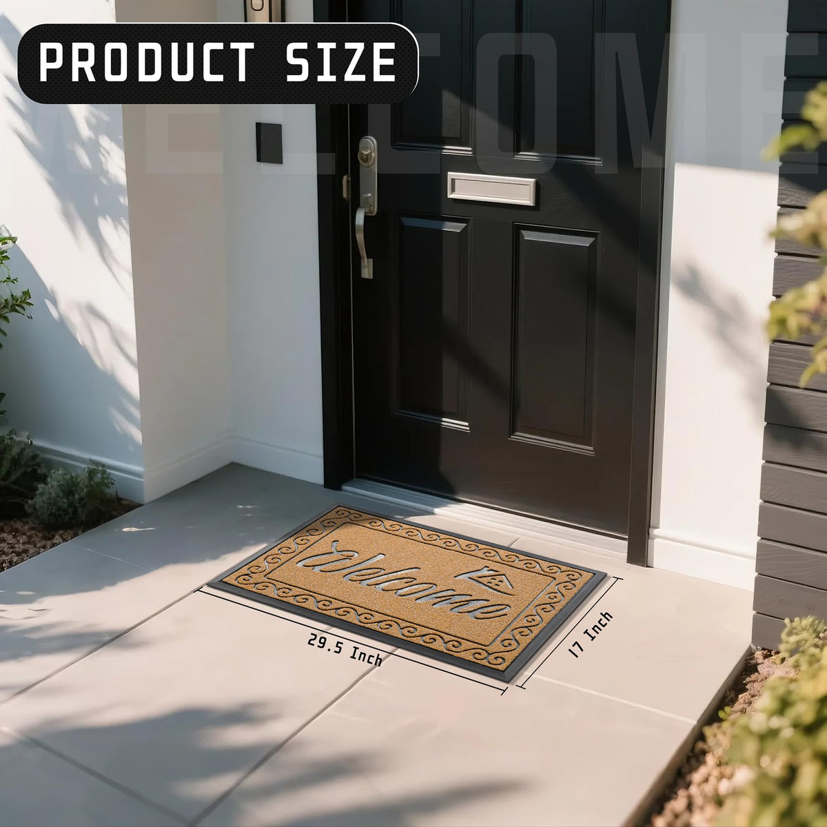 Yimobra welcome front door mat low-profile 0.25 inch fits under doors.