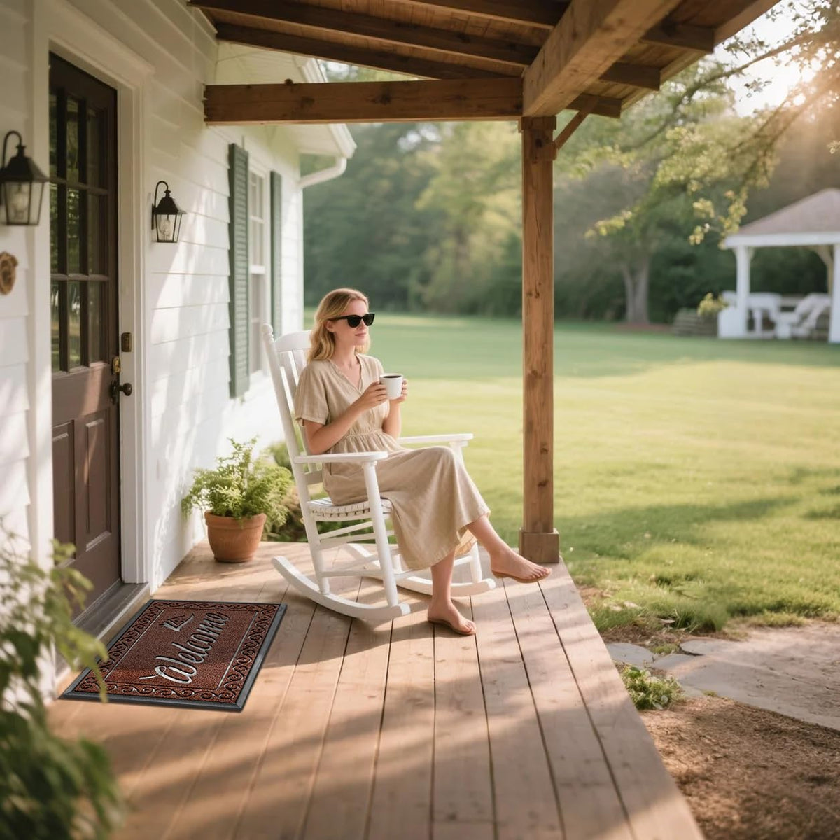 Yimobra mat non-slip backing provides secure footing at entry