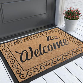 Yimobra welcome front door mat surface texture closeup traps dirt and debris.