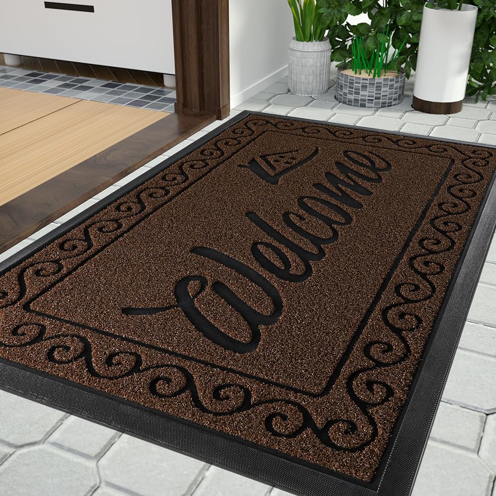 Yimobra Welcome Mat coffee front door traps dirt and moisture.