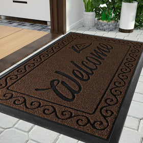 Yimobra Welcome Mat coffee front door traps dirt and moisture.