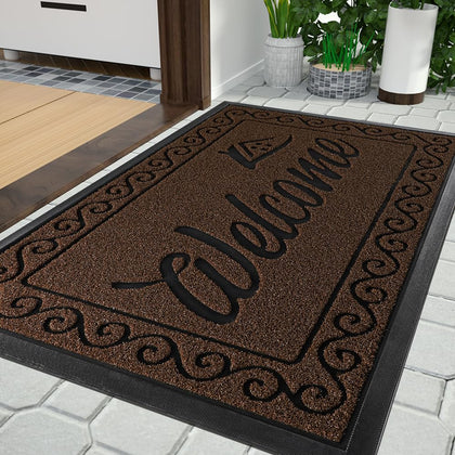 Yimobra Welcome Mat coffee front door traps dirt and moisture.