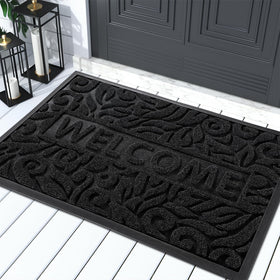 Yimobra Welcome Mat at the front door capturing dirt and keeping entryways cleaner.