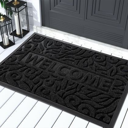 Yimobra Welcome Mat at the front door capturing dirt and keeping entryways cleaner.