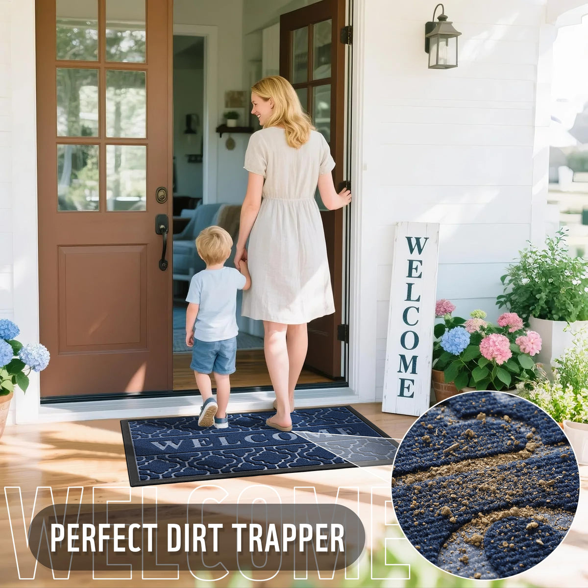 Yimobra groove pattern concentrates dirt for easier cleaning and longer floor protection.