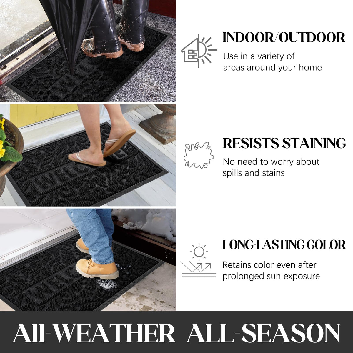 Yimobra mat absorbs moisture, keeping floors dry after rain.