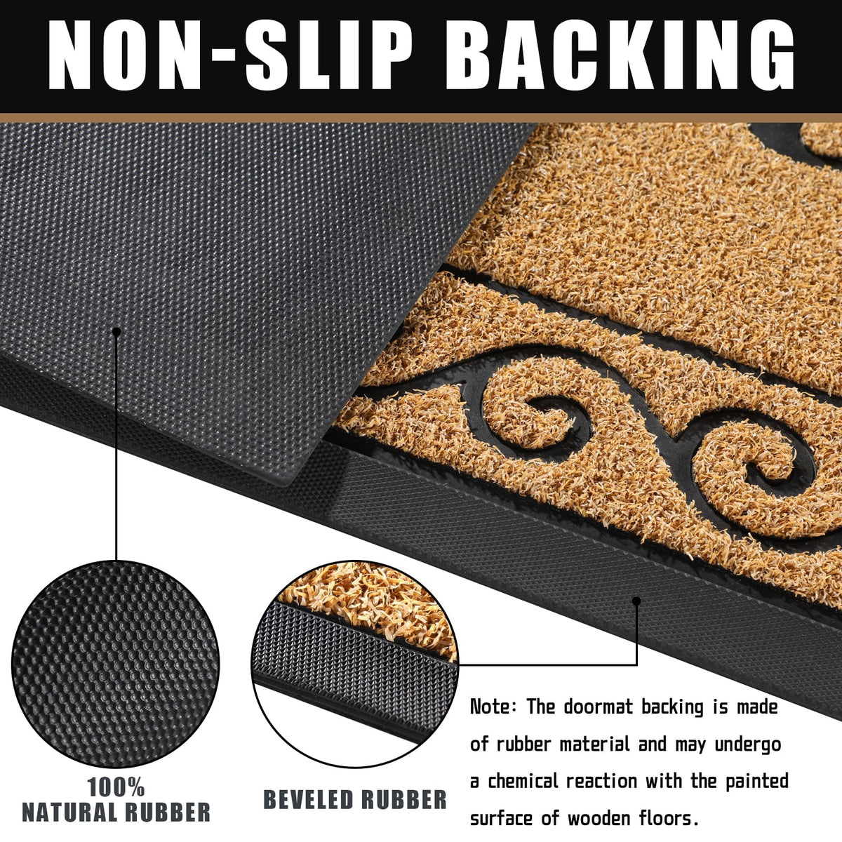 Yimobra non-slip rubber backing reduces slip risk on wet floors