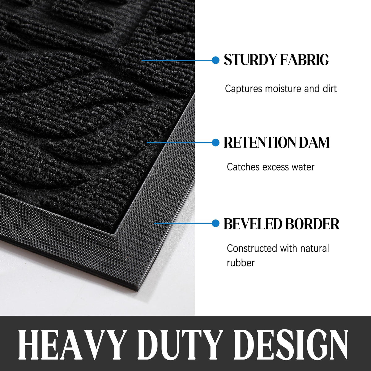 Yimobra mat pattern detail adds style while guiding dirt away.