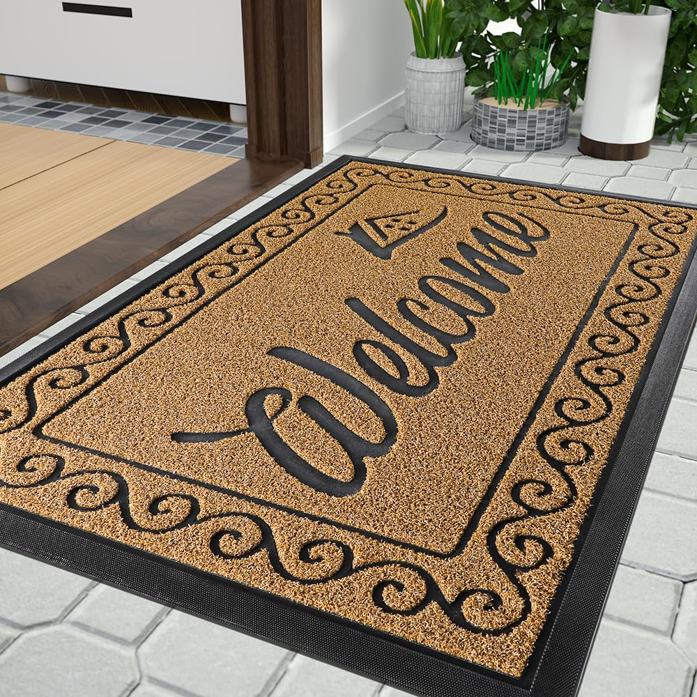 Yimobra yellow front door mat adds bright curb appeal