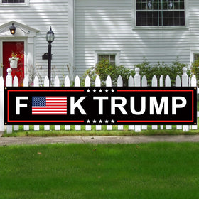 YINENA fuck Trump banner back view with double-sided print