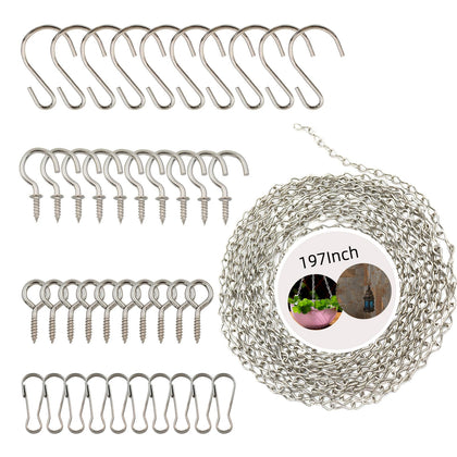YINGFENG 197-inch silver hanging basket chain, durable and weather-ready for feeders