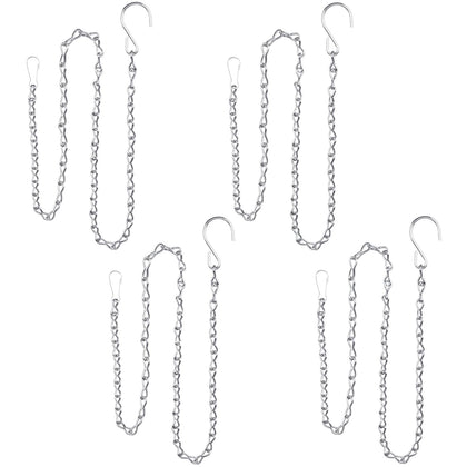 YINGFENG 4-pack 35-inch silver hanging chains for bird feeders, sturdy outdoors.