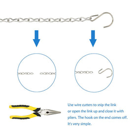 Versatile hanging chains for planters, lanterns, and wind chimes.