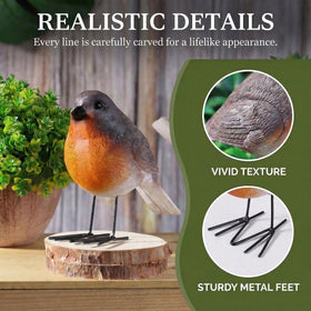 YINGHOYEDO garden robin figures shown on patio decor setup.