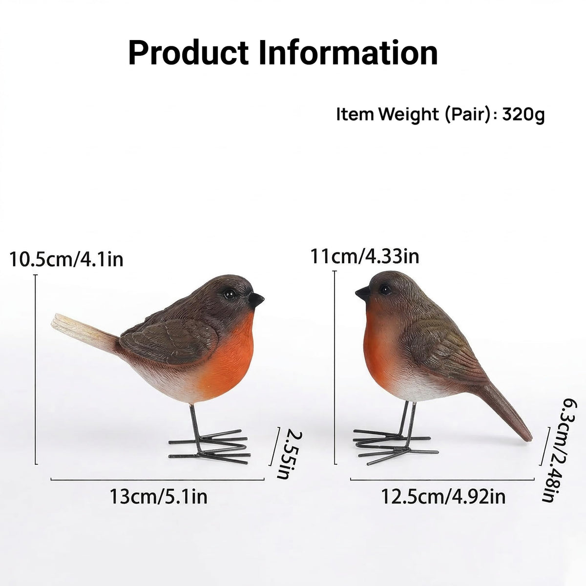 YINGHOYEDO robin resin statues with sturdy bases for stability.