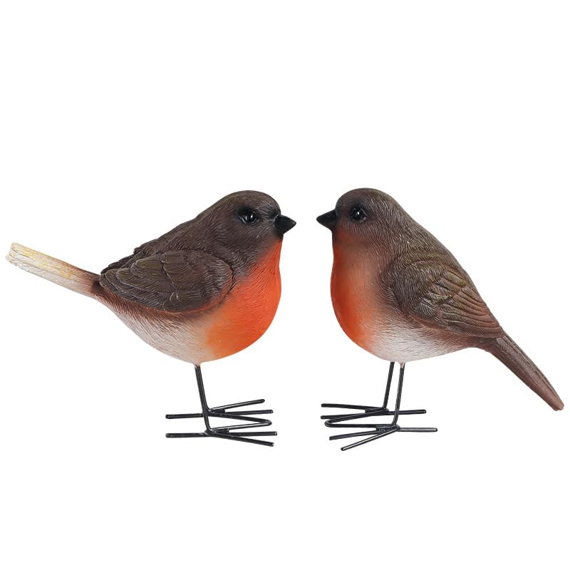 YINGHOYEDO robin figurines with lifelike details enhance garden decor.