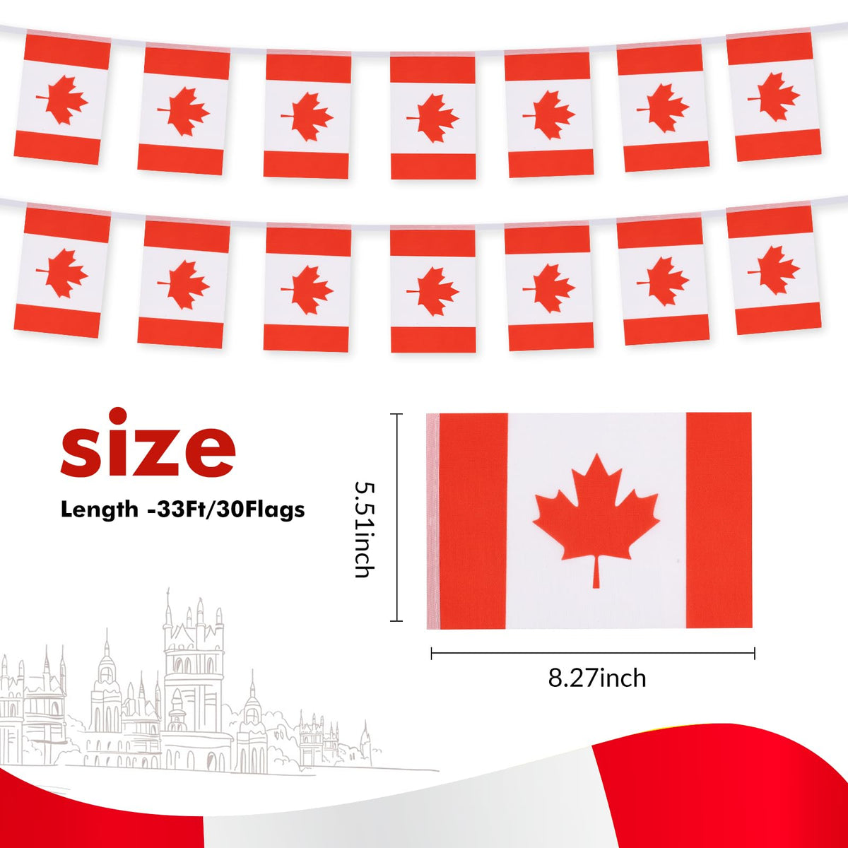 Yingnner Canada flag banner close-up flags add crisp color accents