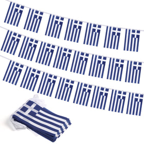 Yingnner Greece flag banner highlights 30 mini flags for vibrant event decor