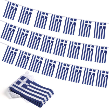 Yingnner Greece flag banner highlights 30 mini flags for vibrant event decor