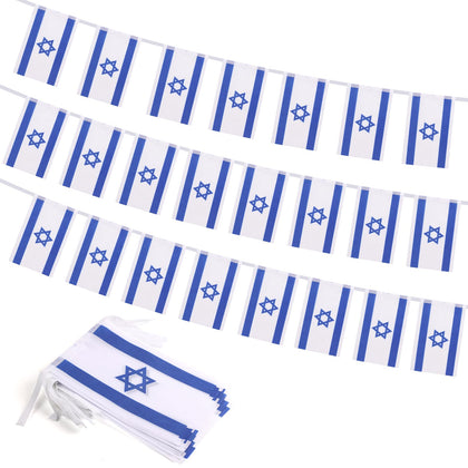 Yingnner Israel flag banner with 30 mini flags, ideal for festive party decor