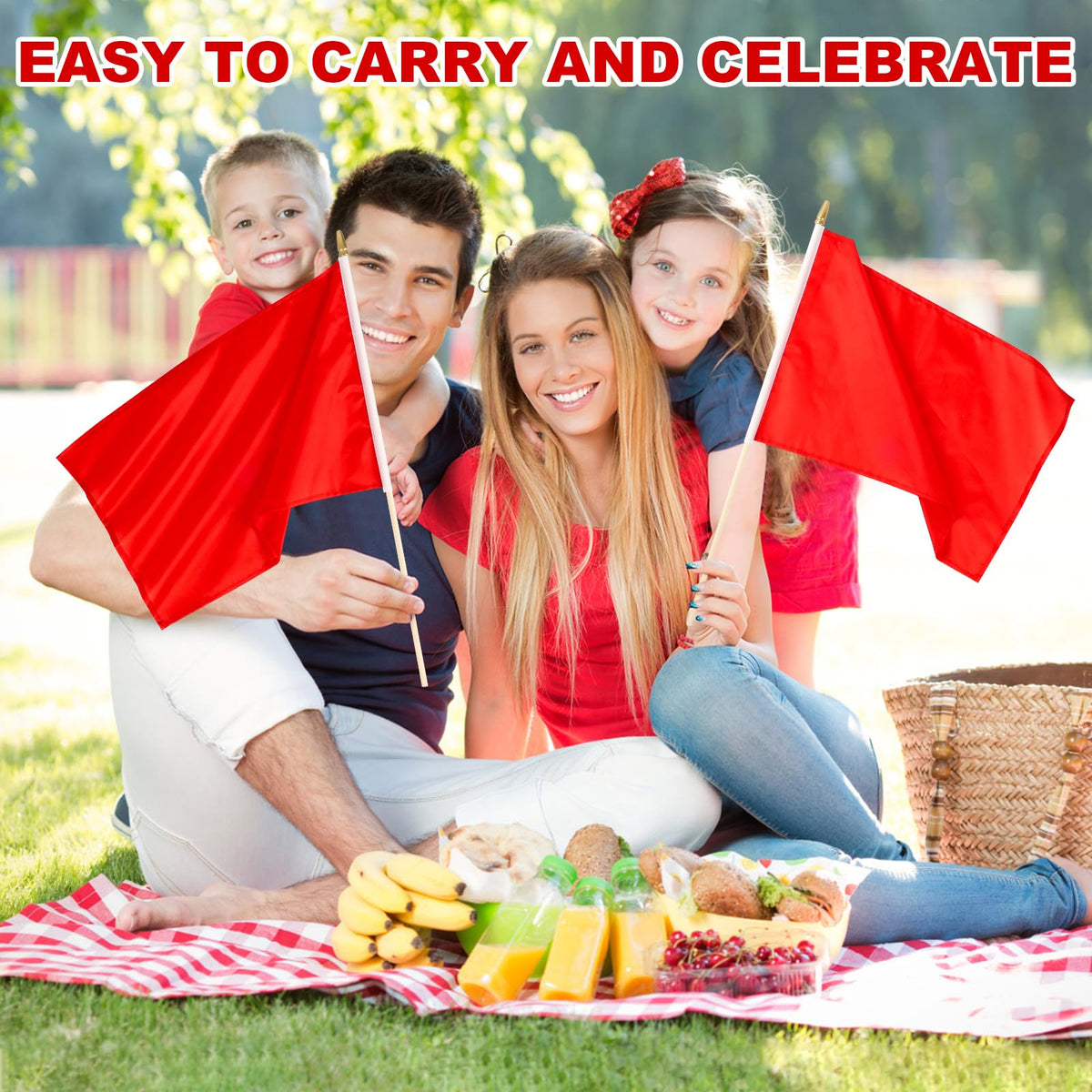 Yingnner outdoor red flag fluttering in wind for high visibility