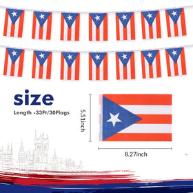 Yingnner Puerto Rico flag banner mini flags closeup for vibrant indoor displays.