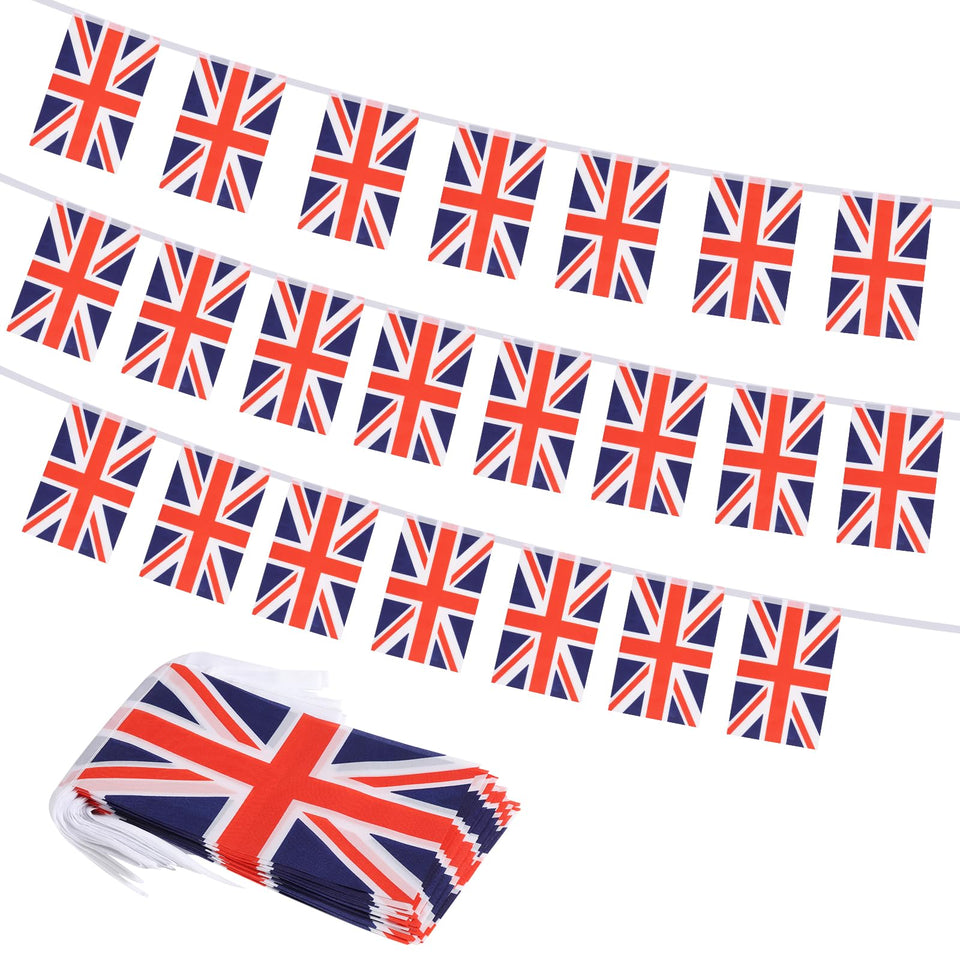 Yingnner Union Jack banner laid out for 33ft patriotic decor.