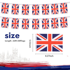 Close-up of Yingnner Union Jack mini flags on the banner.