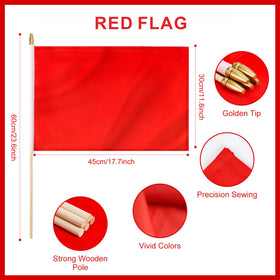 Yingnner red flag on 24-inch wooden pole ideal for DIY decorations