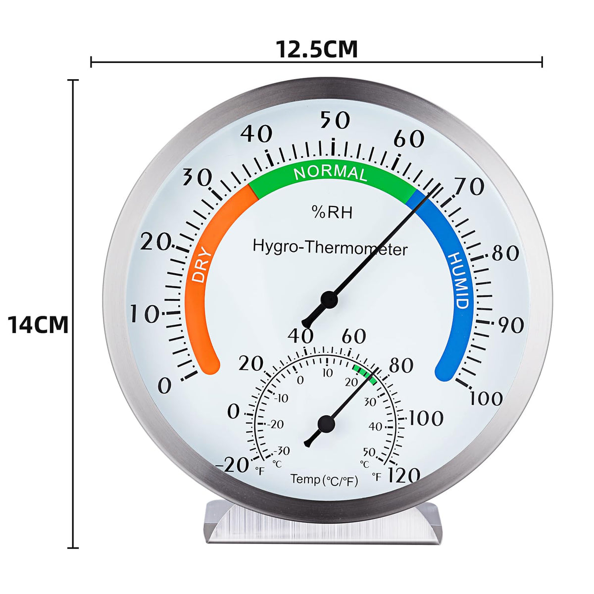 YingWing hygro-thermometer with stainless-steel shell for durable outdoor use.