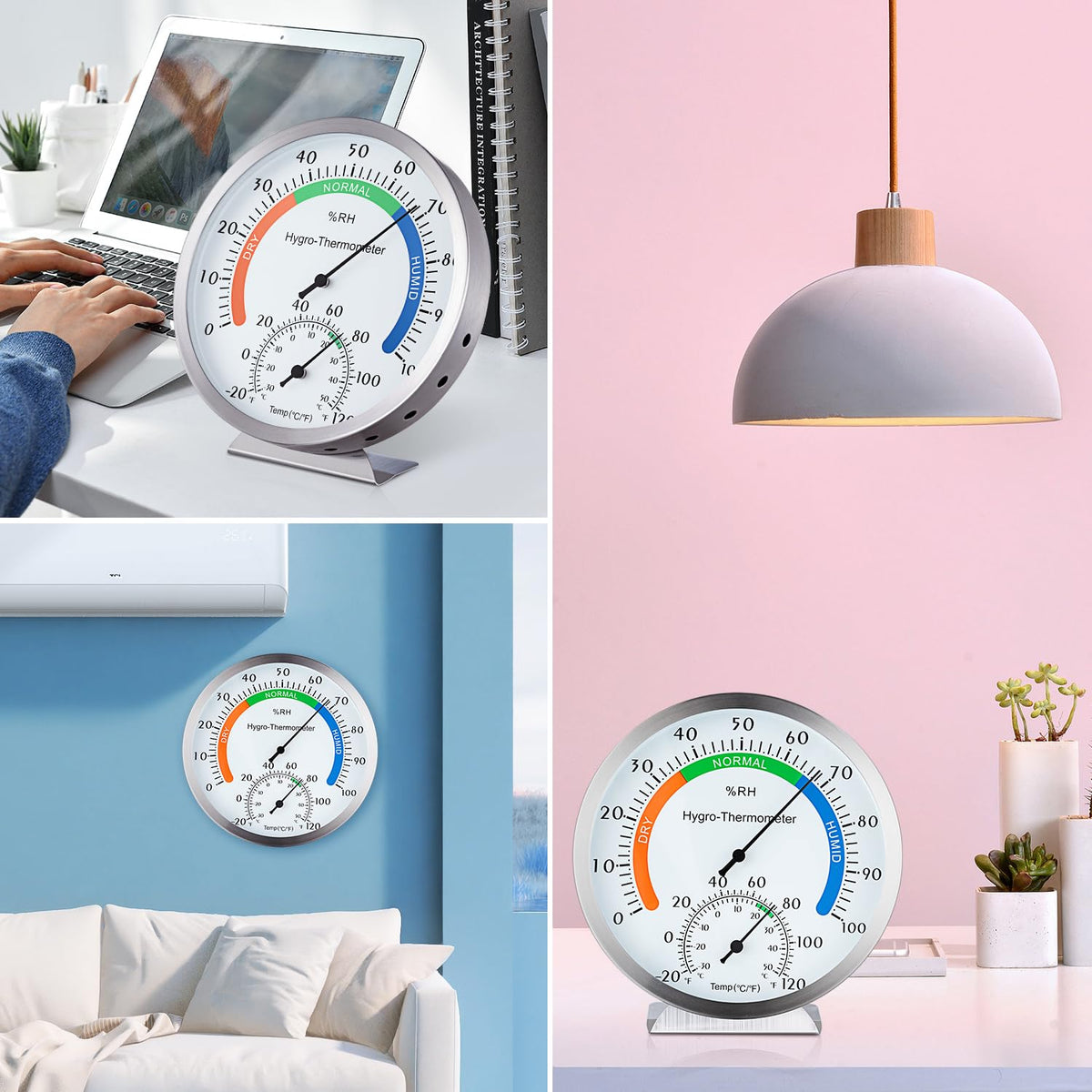 YingWing 5-inch dial hygro meter shows temperature and humidity at a glance.