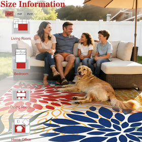 Yinhua dahlia colorful-patio rug brightens decks and balconies
