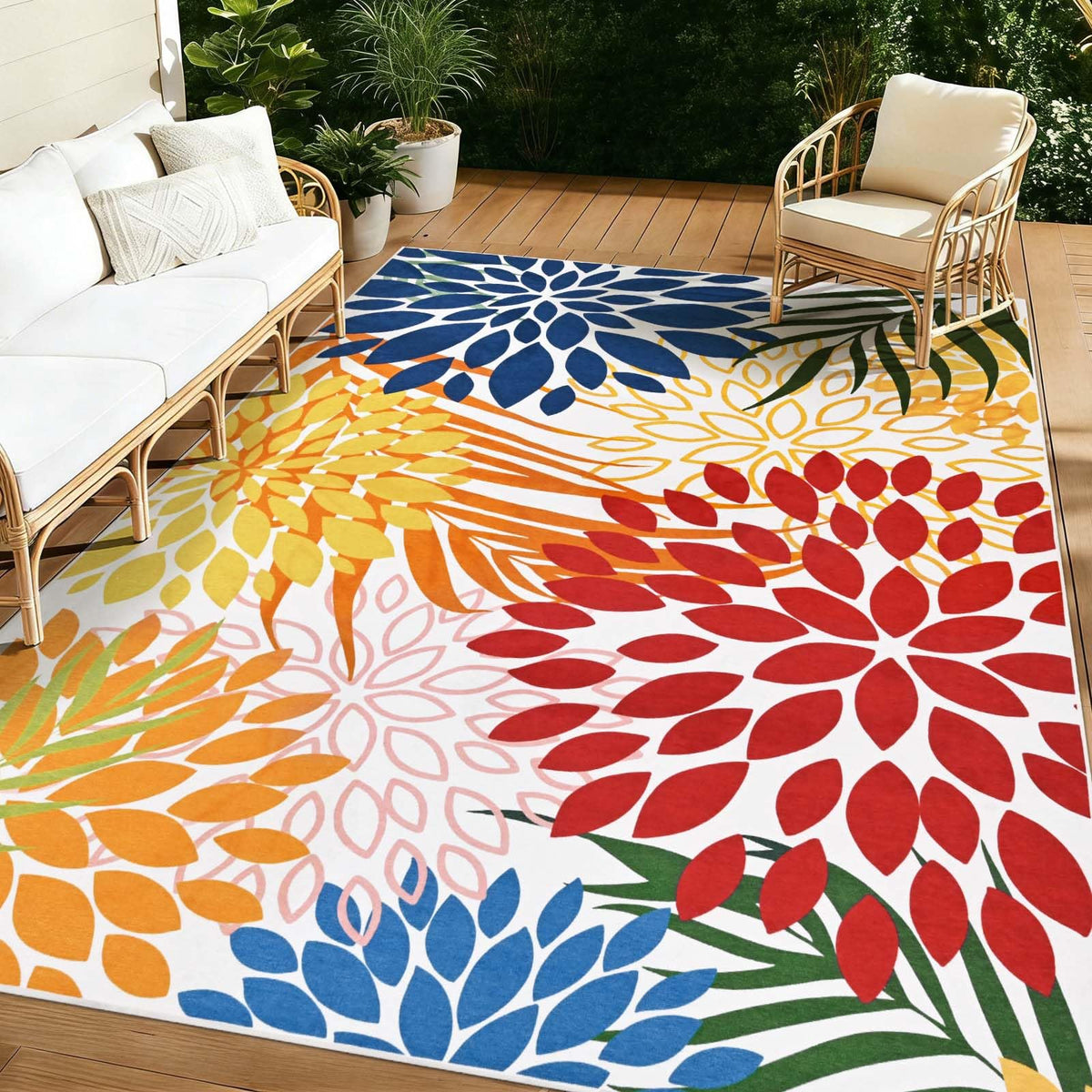 Yinhua dahlia easy-clean rug is simple to maintain after spills