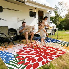 Yinhua dahlia foldable-design rug offers portable storage