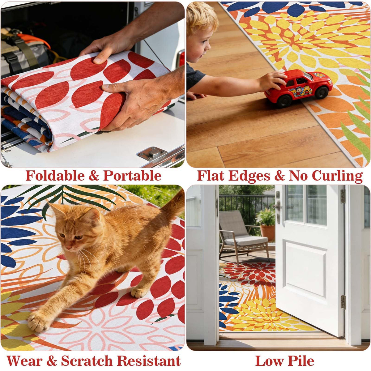 Yinhua dahlia non-slip-back rug stays securely in place