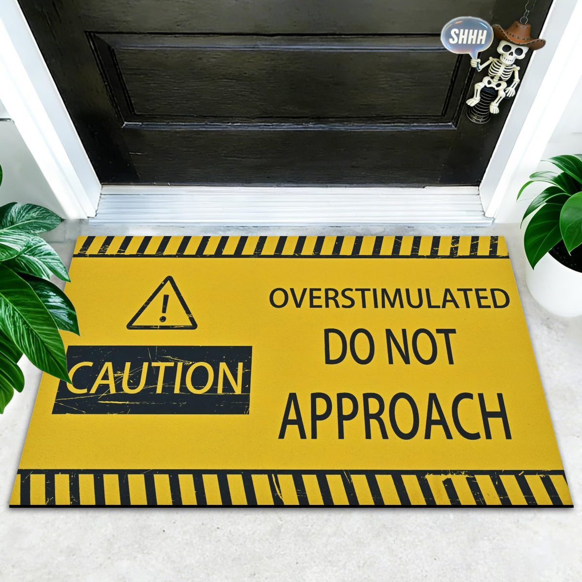 Yinhua Funny Door Mat at the front door traps dirt and mud.