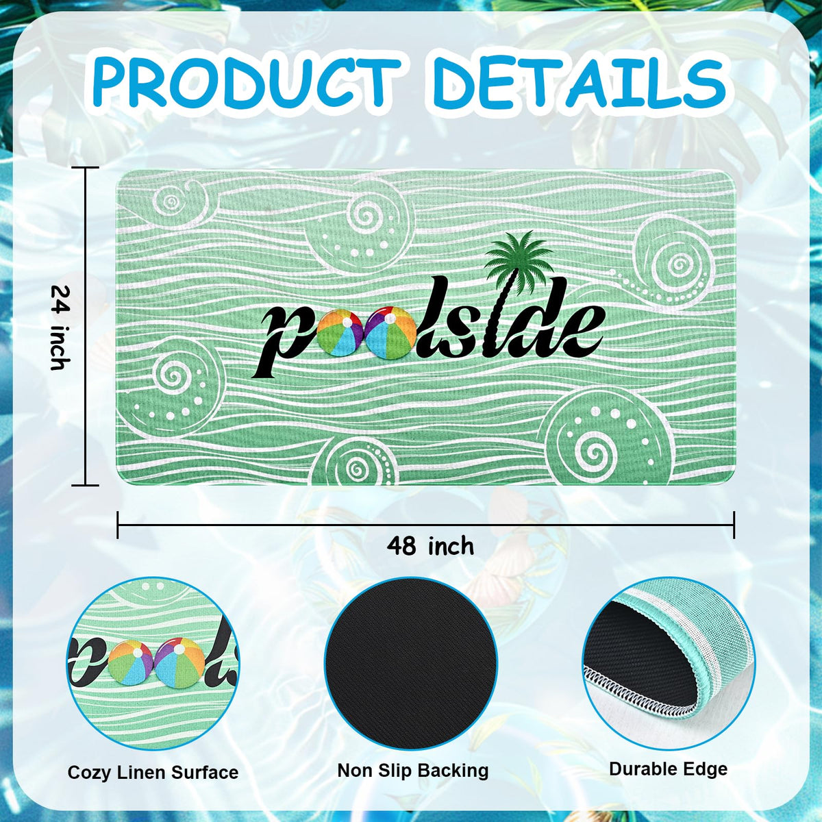 Yinhua pool doormat ideal for poolside, beach trips, and deck lounging