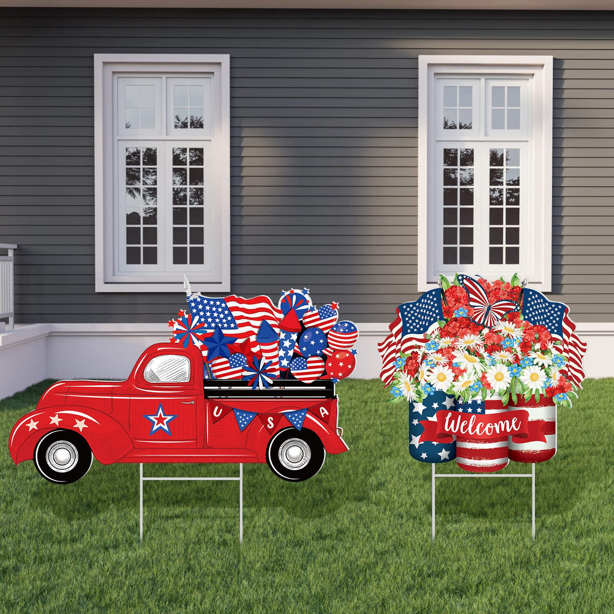 Yinkin home garden lawn display for Independence Day and more