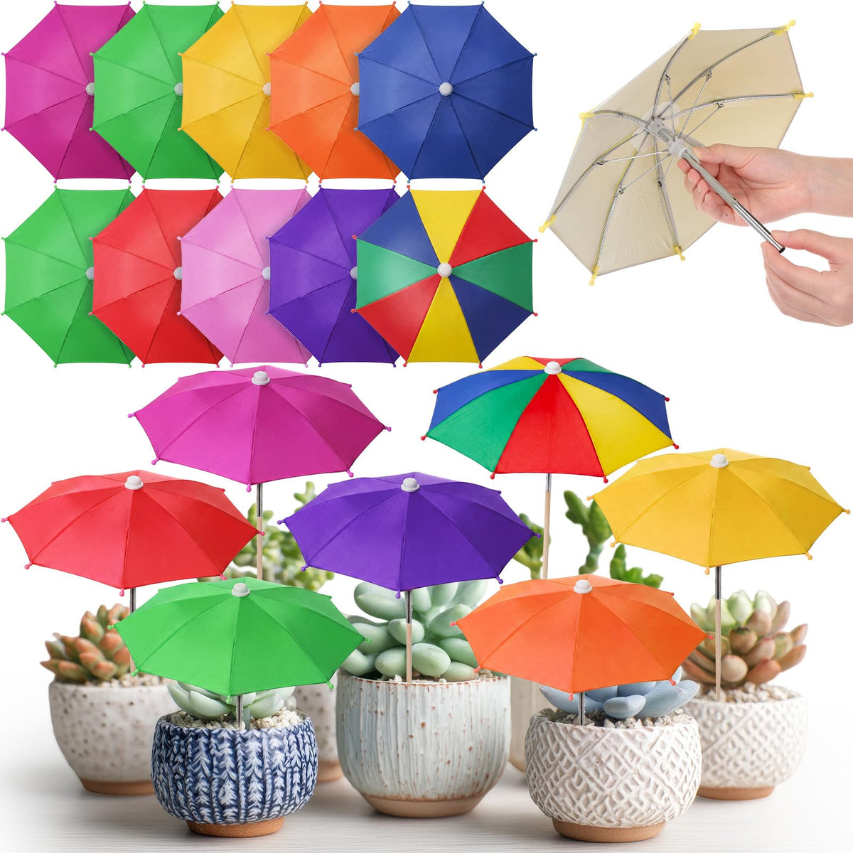 Yinkin plant umbrella 10-pack colorful canopy protects small plants from sun and adds color