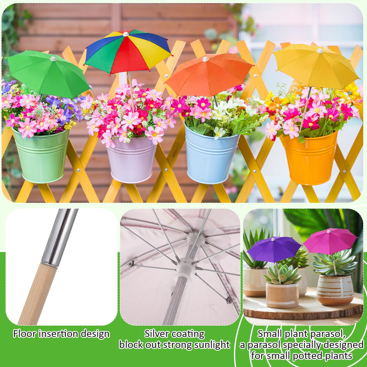 Yinkin plant umbrella silver interior blocks harsh sun while maintaining airflow